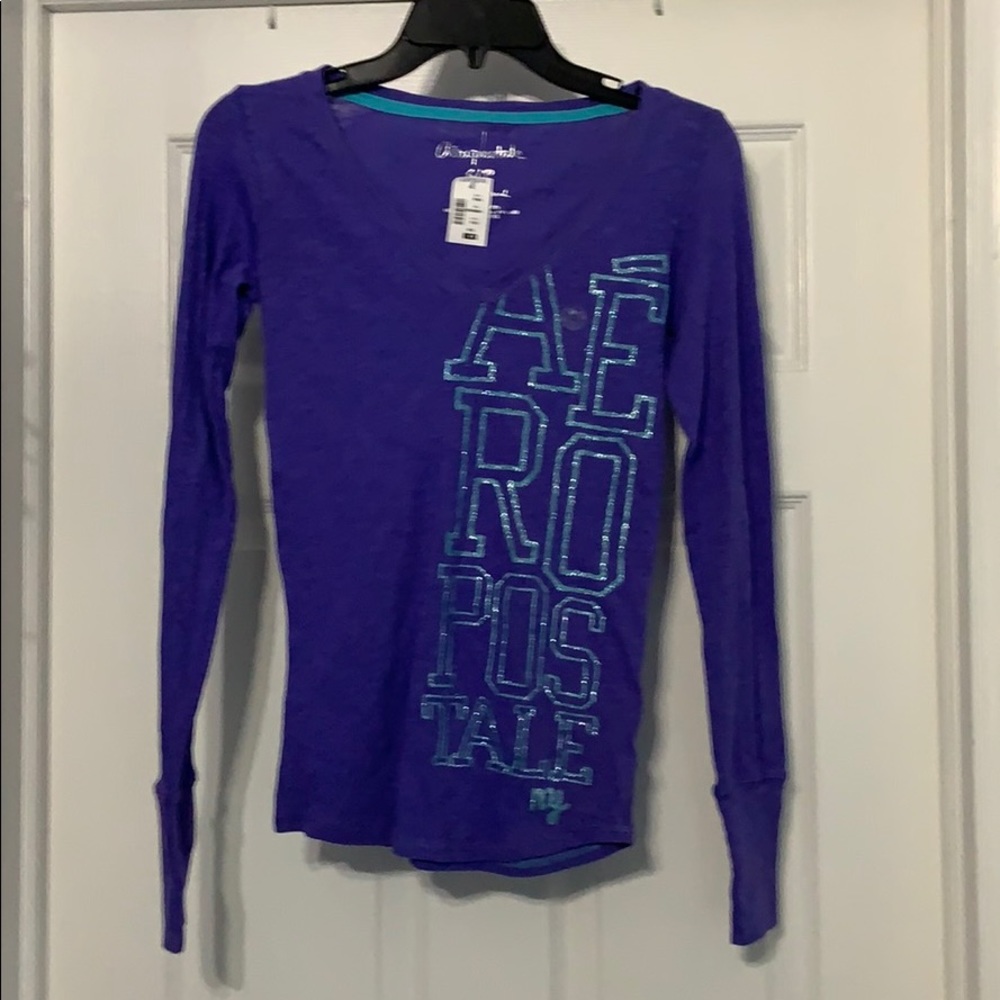 Long sleeve purple T-shirt